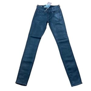 G-star Raw Lynn fit jeans faux leather mid rise skinny glitter slander black 24